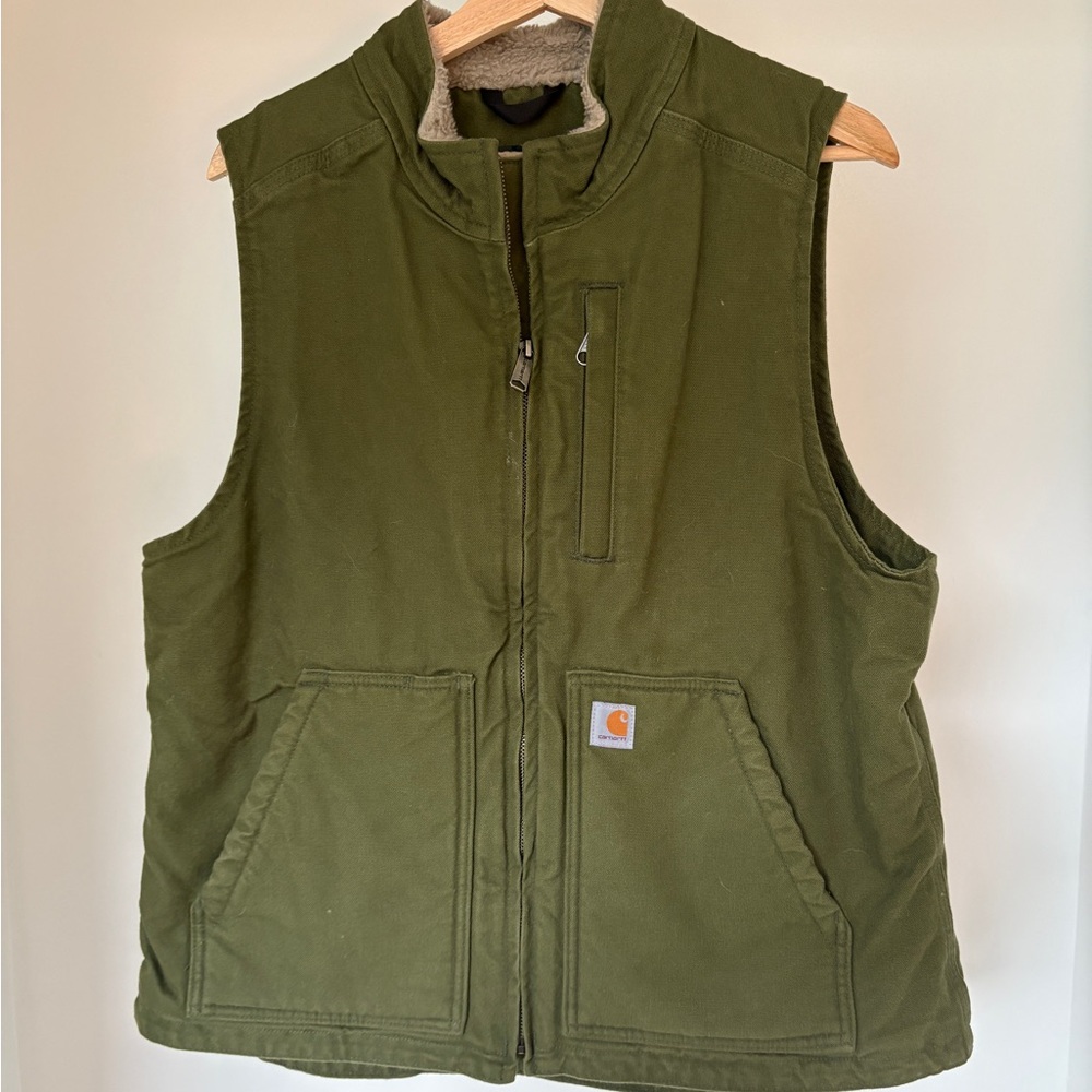 Carhartt Green Sherpa Lined Vest